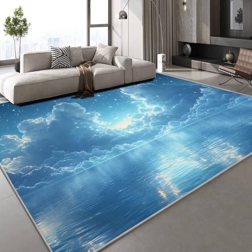 Teppich Wohnzimmer 100x150 cm Weiße Wolken Blauer Himmel 3D Druck Fluss Natur Muster Teppich Kaschmirimitat Anti Rutsch Leicht zu reinigen Waschbare Rückseite für Wohn Arbeitsbereiche,Mietwohnungen Teppich Wohnzimmer 100x150 cm Weiße Wolken Blauer Himmel 3D Druck Fluss Natur Muster Teppich Kaschmirimitat Anti Rutsch Leicht zu reinigen Waschbare Rückseite für Wohn Arbeitsbereiche,Mietwohnungen von Generisch