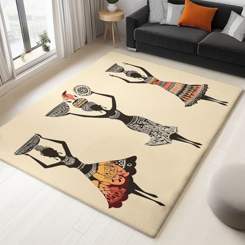 Teppich Wohnzimmer 120 x 170 cm, moderner Traditioneller Vintage Kurzflor Anti-Rutsch Rückseite Illustration Einer Frau mit Blumenvase Waschbar Bettvorleger Teppiche für Schlafzimmer Büro Bereich Teppich Wohnzimmer 120 x 170 cm, moderner Traditioneller Vintage Kurzflor Anti-Rutsch Rückseite Illustration Einer Frau mit Blumenvase Waschbar Bettvorleger Teppiche für Schlafzimmer Büro Bereich von Generisch