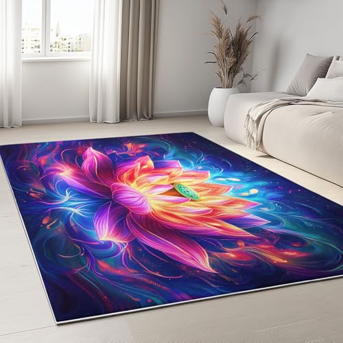 Teppich Wohnzimmer 120 x 180cm Rechteckig Psychedelisch Fantasie Bunte Blumen Muster- Rutschfester Teppich Schlafzimmer, Esszimmer, Flauschiger Extra Weich Tepich Einfache Reinigung - Carpet Teppich Wohnzimmer 120 x 180cm Rechteckig Psychedelisch Fantasie Bunte Blumen Muster- Rutschfester Teppich Schlafzimmer, Esszimmer, Flauschiger Extra Weich Tepich Einfache Reinigung - Carpet von Generisch