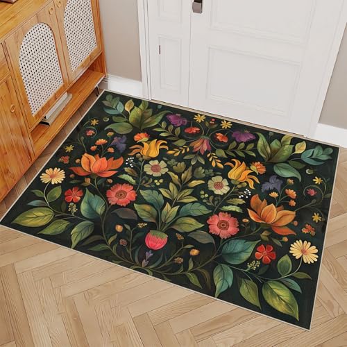 Teppich Wohnzimmer 120x170cm Grüne Blumen kinderteppich Weiche Deko Matte Mikrofaser atmungsaktiv rutschfest waschbar für Wohnzimmer Schlafzimmer Flur EL3180 Teppich Wohnzimmer 120x170cm Grüne Blumen kinderteppich Weiche Deko Matte Mikrofaser atmungsaktiv rutschfest waschbar für Wohnzimmer Schlafzimmer Flur EL3180 von Generisch