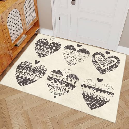 Teppich Wohnzimmer 120x180cm Herzförmige Geometrie spielteppich Kinder Maschinenwaschbare Mikrofaser Matte weich rutschfest für Schlafzimmer Wohnzimmer Flur Dekor EL1667 von Generisch