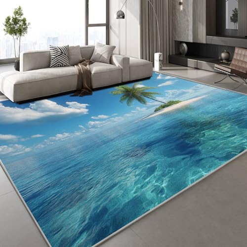 Teppich Wohnzimmer 140x200 cm Meer Inseln 3D Druck Blauer Himmel Natur Muster Teppich Kaschmirimitat Anti Rutsch Leicht zu reinigen Waschbare Rückseite für Wohn Arbeitsbereiche,Mietwohnungen Teppich Wohnzimmer 140x200 cm Meer Inseln 3D Druck Blauer Himmel Natur Muster Teppich Kaschmirimitat Anti Rutsch Leicht zu reinigen Waschbare Rückseite für Wohn Arbeitsbereiche,Mietwohnungen von Generisch