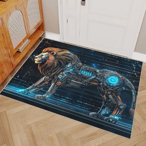 Teppich Wohnzimmer 160x230cm Mechanischer Löwe Teppich waschbar Waschbarer Wohnzimmerläufer mit skandinavischem Muster, langlebig, weich und maschinenwaschbar E4.2-6-1837 Teppich Wohnzimmer 160x230cm Mechanischer Löwe Teppich waschbar Waschbarer Wohnzimmerläufer mit skandinavischem Muster, langlebig, weich und maschinenwaschbar E4.2-6-1837 von Generisch