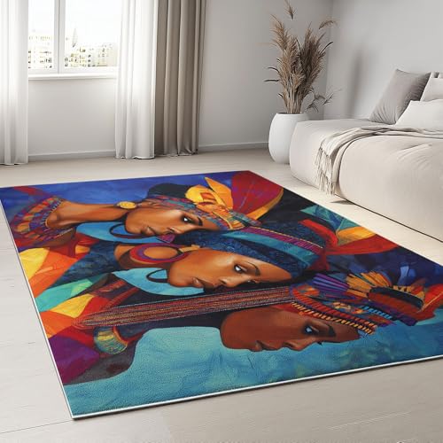 Teppich Wohnzimmer 180 x 240 cm Bunte Federn Mädchen Rutschfester Waschbarer Teppich, Traditioneller Tribal Stil Weicher Läufer Schlafzimmer, Kurzflor Läufer für Wohnzimmer Kinderzimmer von Generisch