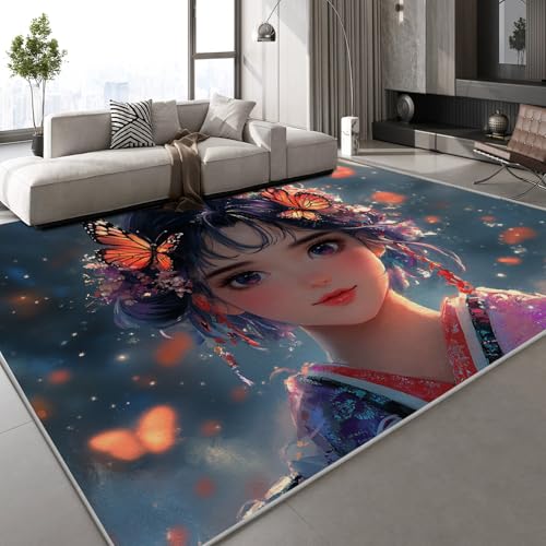 Teppich Wohnzimmer 180x240 cm 3D Druck Mädchen Schmetterling Muster Japan Anime Zeichentrick Teppich Kaschmirimitat Anti Rutsch Leicht zu reinigen Waschbare Rückseite für Balkone Korridore Restaurants Teppich Wohnzimmer 180x240 cm 3D Druck Mädchen Schmetterling Muster Japan Anime Zeichentrick Teppich Kaschmirimitat Anti Rutsch Leicht zu reinigen Waschbare Rückseite für Balkone Korridore Restaurants von Generisch