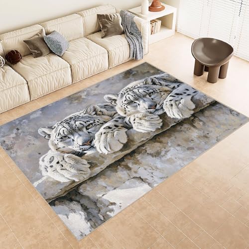 Teppich Wohnzimmer 180x240 cm 3D Druck Niedlich Tiger Tier Muster Teppich Kaschmirimitat Anti Rutsch Leicht zu reinigen Waschbare Rückseite für Wohn Arbeitsbereiche Perfekt für Mietwohnungen von Generisch