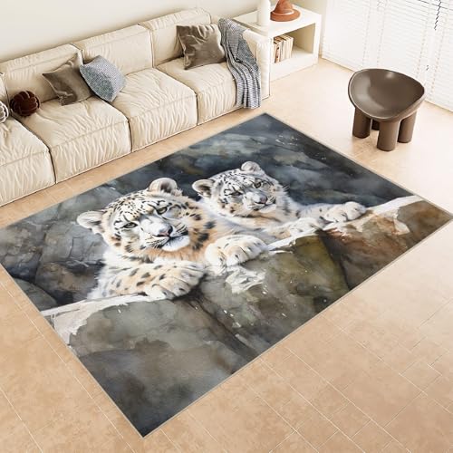 Teppich Wohnzimmer 180x240 cm 3D Druck Niedlich Tiger Tier Muster Teppich Kaschmirimitat Anti Rutsch Leicht zu reinigen Waschbare Rückseite für Wohn Arbeitsbereiche Perfekt für Mietwohnungen von Generisch