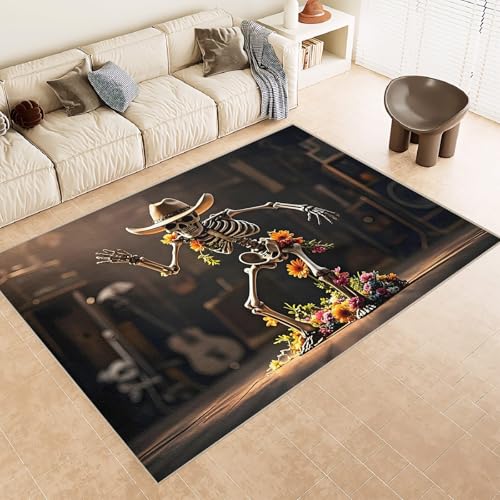 Teppich Wohnzimmer 180x240 cm 3D Druck SchäDel Blume Abstrakt Muster Teppich Kaschmirimitat Anti Rutsch Leicht zu reinigen Waschbare Rückseite für Wohn Arbeitsbereiche Perfekt für Mietwohnungen Teppich Wohnzimmer 180x240 cm 3D Druck SchäDel Blume Abstrakt Muster Teppich Kaschmirimitat Anti Rutsch Leicht zu reinigen Waschbare Rückseite für Wohn Arbeitsbereiche Perfekt für Mietwohnungen von Generisch