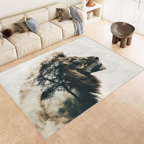 Teppich Wohnzimmer 180x240 cm 3D Druck Tiger Abstrakt Kunst Muster Teppich Kaschmirimitat Anti Rutsch Leicht zu reinigen Waschbare Rückseite für Wohn Arbeitsbereiche Perfekt für Mietwohnungen von Generisch