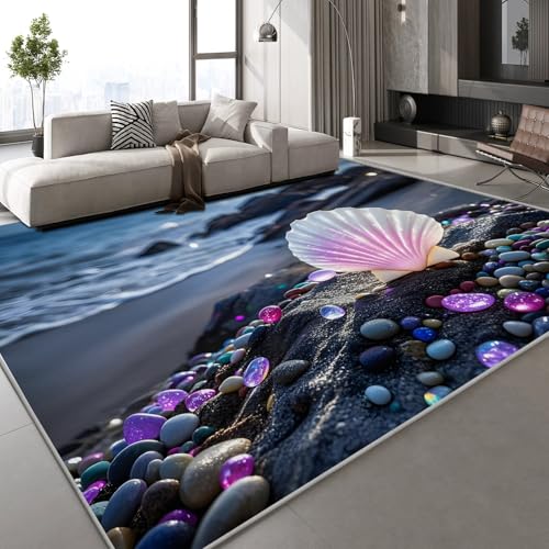 Teppich Wohnzimmer 180x240 cm Muscheln Meer 3D Druck Strand Kieselsteine Muster Teppich Kaschmirimitat Anti Rutsch Leicht zu reinigen Waschbare Rückseite für Wohn Arbeitsbereiche,Mietwohnungen Teppich Wohnzimmer 180x240 cm Muscheln Meer 3D Druck Strand Kieselsteine Muster Teppich Kaschmirimitat Anti Rutsch Leicht zu reinigen Waschbare Rückseite für Wohn Arbeitsbereiche,Mietwohnungen von Generisch