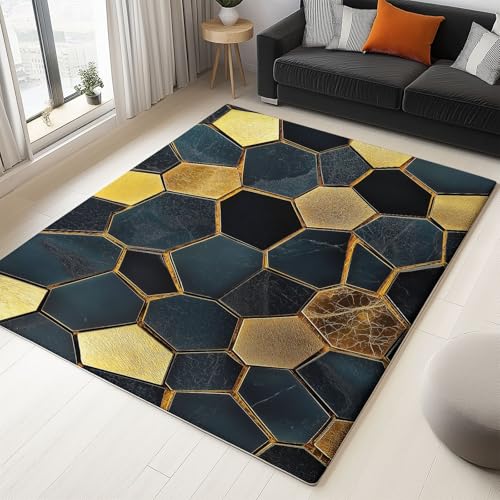 Teppich Wohnzimmer Geometrisches Sechseck 180x240cm Schlafzimmer rutschfest Kurzflor Teppich, Modernes Waschbar Design, Weich langlebig und Pflegeleicht von Generisch