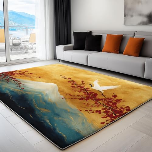 Teppich Wohnzimmer Japanischer Stil Berg Fuji Vögel Pflaumenblüten 60 x 90 cm Flanel Teppich, für Küche Esszimmer und Schlafzimmer Fußmatte Gelb Kurzflor Teppiche Extra Weich Pflegeleicht Teppich Wohnzimmer Japanischer Stil Berg Fuji Vögel Pflaumenblüten 60 x 90 cm Flanel Teppich, für Küche Esszimmer und Schlafzimmer Fußmatte Gelb Kurzflor Teppiche Extra Weich Pflegeleicht von Generisch