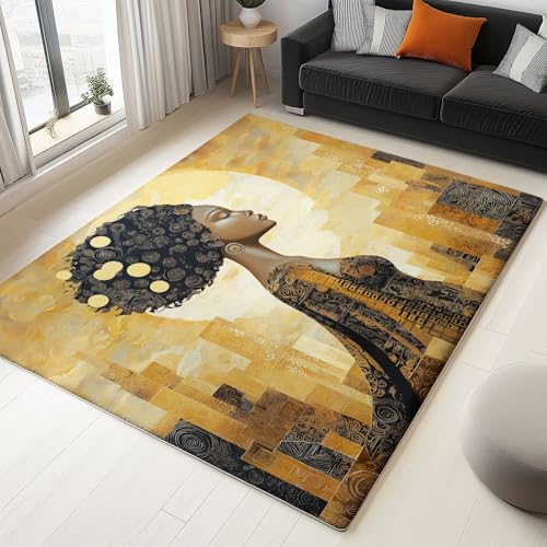 Teppich Wohnzimmer Ölgemälde Afrikanische Schwarze Frau 60 x 90 cm Flanel Teppich, für Küche Esszimmer und Schlafzimmer Fußmatte, Gelb Kurzflor Teppiche Extra Weich Pflegeleicht Teppich Wohnzimmer Ölgemälde Afrikanische Schwarze Frau 60 x 90 cm Flanel Teppich, für Küche Esszimmer und Schlafzimmer Fußmatte, Gelb Kurzflor Teppiche Extra Weich Pflegeleicht von Generisch