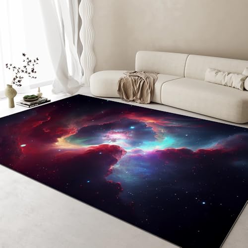Teppich Wohnzimmer Pflegeleicht - Glitzer Sternenhimmel Teppiche Gegend 180 x 240cm - Kurzflor Bodenmatte für Schlafzimmer und Jugendzimmer Jungen Dekoration von Generisch