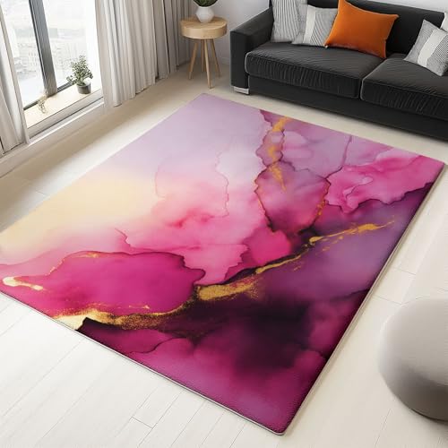 Teppich Wohnzimmer Waschbar Kurzflor Flauschiger Rutschfester Teppich, für Schlafzimmer Esszimmer Jugendzimmer Badezimmer Super Weich Langlebig Abstrakt Aquarell Marmor - Rosa 180x240 cm Teppich Wohnzimmer Waschbar Kurzflor Flauschiger Rutschfester Teppich, für Schlafzimmer Esszimmer Jugendzimmer Badezimmer Super Weich Langlebig Abstrakt Aquarell Marmor - Rosa 180x240 cm von Generisch