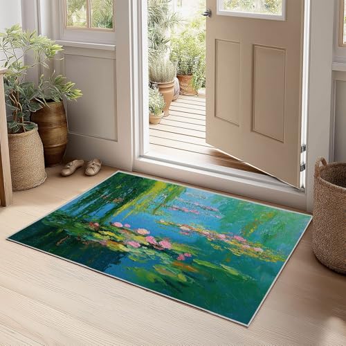 Teppich Wohnzimmer Waschbar Kurzflor Flauschiger Rutschfester Teppich, für Schlafzimmer Esszimmer Jugendzimmer Badezimmer Super Weich Langlebig Ölgemälde Seerosen Weiden See - Grün 180x240 cm Teppich Wohnzimmer Waschbar Kurzflor Flauschiger Rutschfester Teppich, für Schlafzimmer Esszimmer Jugendzimmer Badezimmer Super Weich Langlebig Ölgemälde Seerosen Weiden See - Grün 180x240 cm von Generisch