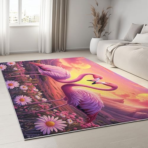 Teppich Wohnzimmer Waschbarer, 180 x 240 cm allergikerfreundlich Kurzflor Teppich Traumhafter Natur rutschfest Berge Blumen Vögel Sonnenuntergangshimmel für Esszimmer Schlafzimmer Büro Bereich Dekor Teppich Wohnzimmer Waschbarer, 180 x 240 cm allergikerfreundlich Kurzflor Teppich Traumhafter Natur rutschfest Berge Blumen Vögel Sonnenuntergangshimmel für Esszimmer Schlafzimmer Büro Bereich Dekor von Generisch