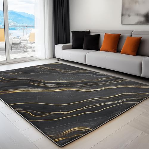 Teppich Wohnzimmer Waschbarer Marmor Abstrakte Glatte Linien 60 x 90 cm Kurzflor-Teppich – Weich, Rutschfestes Design Grau, für Schlafzimmer Esszimmer Küchen Teppich Wohnzimmer Waschbarer Marmor Abstrakte Glatte Linien 60 x 90 cm Kurzflor-Teppich – Weich, Rutschfestes Design Grau, für Schlafzimmer Esszimmer Küchen von Generisch