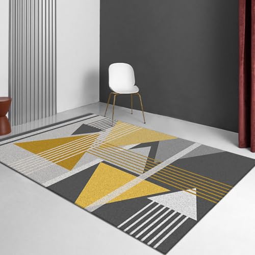 Teppich Zimmer Deko,Gelb Grau Weiß Modernes geometrisches Design, Schwarz, 120 x 210 cm,Teppiche für Wohnzimmer Schlafzimmer Arbeitszimmer Schlafsofa von Generisch