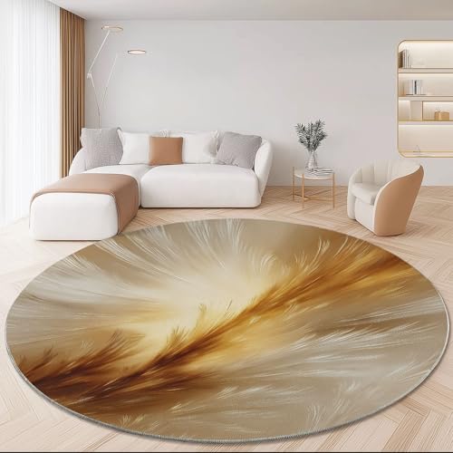 Teppich für das Wohnzimmer 180 cm- rutschfest Waschbar Rund Teppich mit Abstrakte Federn Design, Geeignet für Flur Esszimmer Schlafzimmer und Küche - Bernstein Teppich für das Wohnzimmer 180 cm- rutschfest Waschbar Rund Teppich mit Abstrakte Federn Design, Geeignet für Flur Esszimmer Schlafzimmer und Küche - Bernstein von Generisch