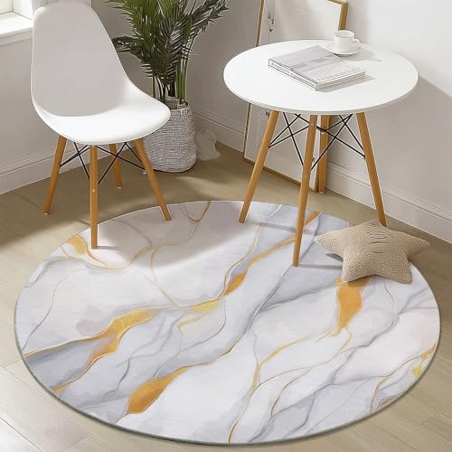 Teppich für das Wohnzimmer 60 cm- rutschfest Waschbar Rund Teppich mit Einfach Marmor Muster = Design, Geeignet für Flur Esszimmer Schlafzimmer und Küche - Grau Teppich für das Wohnzimmer 60 cm- rutschfest Waschbar Rund Teppich mit Einfach Marmor Muster = Design, Geeignet für Flur Esszimmer Schlafzimmer und Küche - Grau von Generisch