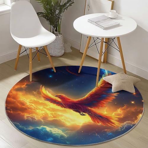 Teppich für das Wohnzimmer - rutschfest Waschbar Rund Teppich mit Traum Sternenhimmel Phönix Design, Geeignet für Wohnzimmer Flur Esszimmer Schlafzimmer Küche und Kinderzimmer - Blau, 160 cm Teppich für das Wohnzimmer - rutschfest Waschbar Rund Teppich mit Traum Sternenhimmel Phönix Design, Geeignet für Wohnzimmer Flur Esszimmer Schlafzimmer Küche und Kinderzimmer - Blau, 160 cm von Generisch