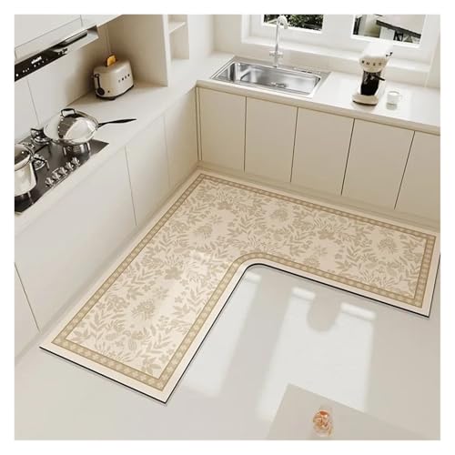 Teppich für die Küche, PVC-Bodenmatte, L-förmiger Teppich, weiche Kieselalgen, saugfähige Fußmatten, rutschfest, wasserabsorbierend, Heimdekoration (Rosa, 90 x 90 x 45 cm) von Generisch