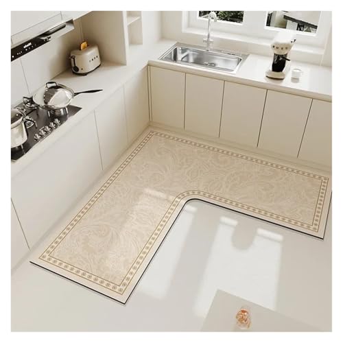 Teppich für die Küche, PVC-Bodenmatte, L-förmiger Teppich, weiche Kieselalgen, schlammabsorbierende Fußmatten, rutschfest, wasserabsorbierend, Heimdekoration (lila, 80 x 80 x 40 cm) von Generisch