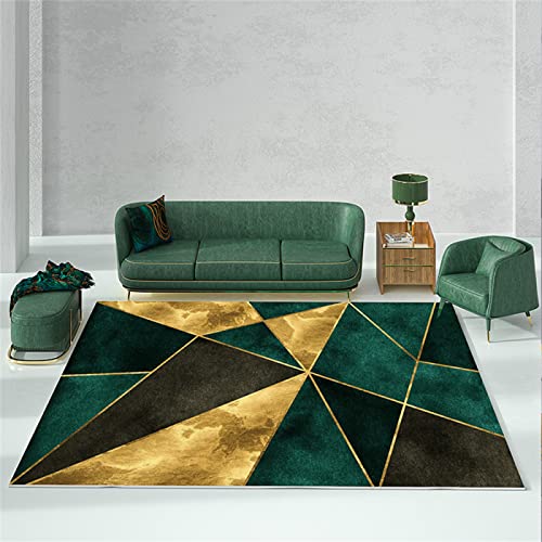 Teppich mit geometrischem Design, rutschfest, leicht zu reinigen, für Schlafzimmer und Wohnzimmer, dekoratives Zubehör in Grün und Gelb von Generisch