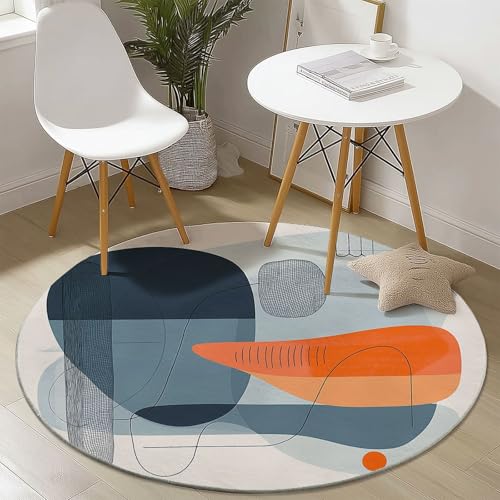 Teppiche Runde Waschbarer Abstrakt Schlicht Geometrie Thema, Graublau Muster Rutschfester Runder Teppich für Schlafzimmer Kinderzimmer Büro Korridor, Pflegeleicht Runde Teppich 60 cm Teppiche Runde Waschbarer Abstrakt Schlicht Geometrie Thema, Graublau Muster Rutschfester Runder Teppich für Schlafzimmer Kinderzimmer Büro Korridor, Pflegeleicht Runde Teppich 60 cm von Generisch