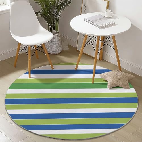 Teppiche Runde Waschbarer Minimalismus Schlicht Horizontale Streifen Thema, Blaugrün Muster Rutschfester Runder Teppich für Schlafzimmer Kinderzimmer Büro Korridor, Pflegeleicht Runde Teppich 100 cm Teppiche Runde Waschbarer Minimalismus Schlicht Horizontale Streifen Thema, Blaugrün Muster Rutschfester Runder Teppich für Schlafzimmer Kinderzimmer Büro Korridor, Pflegeleicht Runde Teppich 100 cm von Generisch