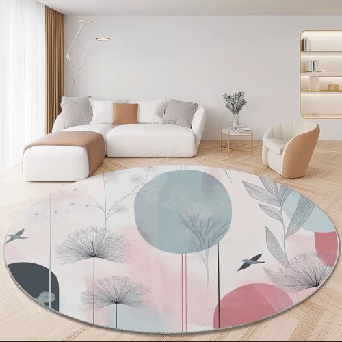 Teppiche Runde Waschbarer Modern Eleganz Geometrie Linien Thema, Hellrosa Muster Rutschfester Runder Teppich für Schlafzimmer Kinderzimmer Büro Korridor, Pflegeleicht Runde Teppich 100 cm Teppiche Runde Waschbarer Modern Eleganz Geometrie Linien Thema, Hellrosa Muster Rutschfester Runder Teppich für Schlafzimmer Kinderzimmer Büro Korridor, Pflegeleicht Runde Teppich 100 cm von Generisch