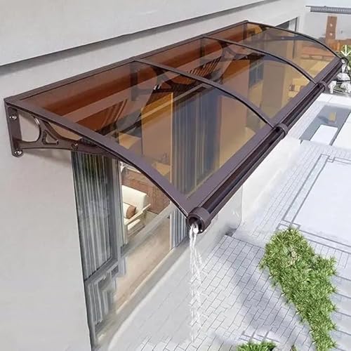 Terassentürmarkise aus Polycarbonat Braun mit Stützpfosten - wetterbeständiges Vordach für den Außenbereich Regen- & Schneeschutz 1,0 x 3,0m Abdeckung von Generisch