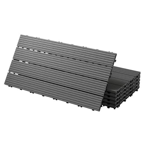 Terrassenfliesen 60x30 cm 6er Set für 1m² Anthrazit aus WPC Terrassenfliesen 60x30 cm 6er Set für 1m² Anthrazit aus WPC von Generisch