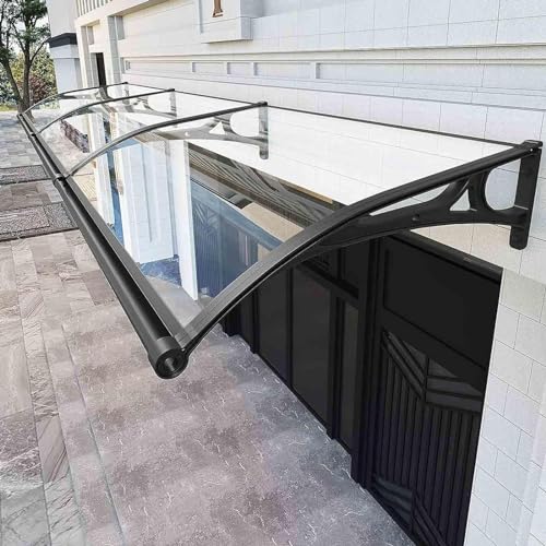 Terrassenmarkise aus Aluminium, 100 x 120 cm, mit seitlichen Dachrinnen, transparenter Außenunterstand für Balkon, Garten, Keller, Treppen, langlebiger Wetterschutz und UV-Beständigkeit von Generisch