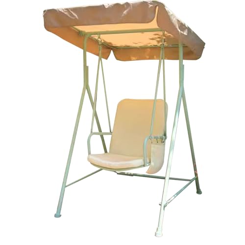 Terrassenschaukel mit verstellbarem Baldachin und abnehmbarem Kissen, robuster verzinkter Stahlrahmen, unterstützt 136 kg, wetterfestes Design für Entspannung im Freien im Garten, Hinterhof oder Terrassenschaukel mit verstellbarem Baldachin und abnehmbarem Kissen, robuster verzinkter Stahlrahmen, unterstützt 136 kg, wetterfestes Design für Entspannung im Freien im Garten, Hinterhof oder von Generisch