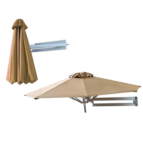 Terrassenschirm, Wandmontage, Schattenschirme, Außenwand-Sonnenschirm mit Metallstange, neigbarer Sonnenschirm, Aluminiumrahmen, Sonnenschirm von Generisch