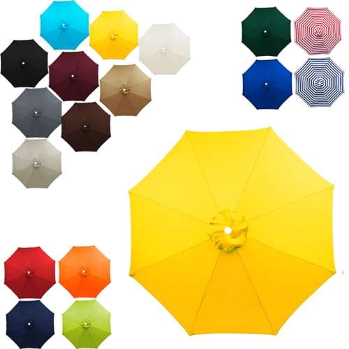 Terrassenschirm Sonnenschirm Ersatzbezug 6/8 Streben, 2.0m 3.0m 3.5m Gartenschirm Stoff Ersetzen Wasserdicht Ersatzbespannung Sonnenschirmbezug Ersatzbezug für Garten(Gelb,2.5M/8RIBS) von Generisch