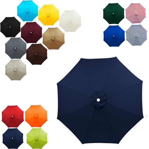 Terrassenschirm Sonnenschirm Ersatzbezug 6/8 Streben, 2.0m 3.0m 3.5m Gartenschirm Stoff Ersetzen Wasserdicht Ersatzbespannung Sonnenschirmbezug Ersatzbezug für Garten(Navy,2.0M/6RIBS) von Generisch