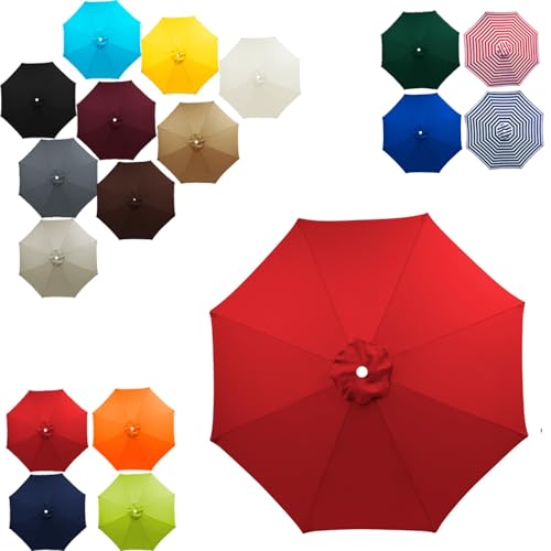 Terrassenschirm Sonnenschirm Ersatzbezug 6/8 Streben, 2.0m 3.0m 3.5m Gartenschirm Stoff Ersetzen Wasserdicht Ersatzbespannung Sonnenschirmbezug Ersatzbezug für Garten(Rot,2.7M/6RIBS) von Generisch