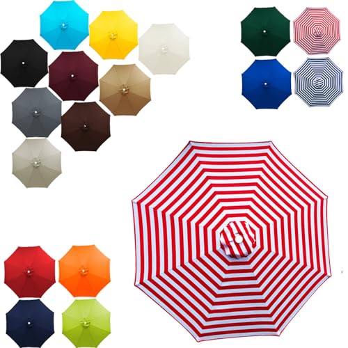 Terrassenschirm Sonnenschirm Ersatzbezug 6/8 Streben, 2.0m 3.0m 3.5m Gartenschirm Stoff Ersetzen Wasserdicht Ersatzbespannung Sonnenschirmbezug Ersatzbezug für Garten(Rot und Weiß,2.5M/6RIBS) von Generisch