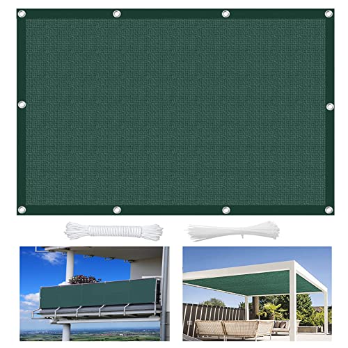 Terrassenüberdachung, atmungsaktiv, 3 x 3 m, 95 % UV-Schutz, Schatten für Garten und Hinterhof, Dunkelgrün mit Kabelbindern, perfekte Abdeckung für den Außenbereich zur Entspannung von Generisch