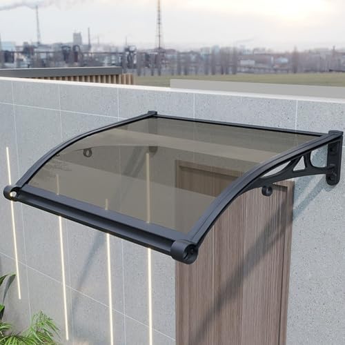 Terrassenüberdachung für den Außenbereich mit Ablaufrinne – Polycarbonat-Schutzhülle für Veranda und Fenster – UV- und Regen-/Schneeschild (Braun 120 x 120 cm) von Generisch