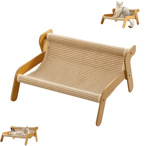 The Claw Lounge, Sisal Cat Chair, Cooling Mat, 2 in 1 Cat Hammock, Wear-Resistant Scratching Pad Chair, Wavy Design Rocker Providing Claw Trimming and Comfort (Linen Mat) von Generisch