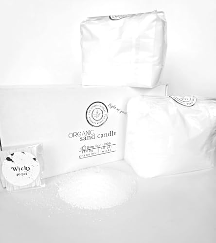 The Other Candles Natürlicher Kerzensand mit Docht Set 1,8kg wachs + 40 Dochte Kerzensand mit Docht-Set Kerzen Sand Perlen Kerzen Perlmutt-Kerze Pulver-Wachs-Set Wachsperlen Wachsgranulat für Kerzen von Generisch