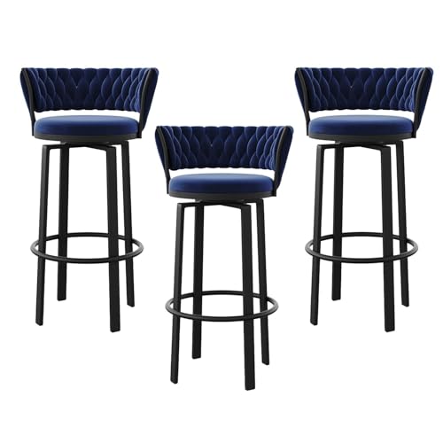 Thekenhocker 3er Set, Moderne Samt Drehbar Barhocker mit Rückenlehne und Fußstütze für Kücheninsel und Restaurants von Generisch