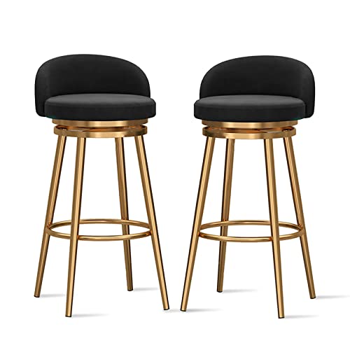Thekenhocker – Moderne Samt-Polster-Barhocker mit Metallbeinen, Design mit niedriger Rückenlehne für Kücheninsel oder Esszimmer, Thekenhocker – Moderne Samt-Polster-Barhocker mit Metallbeinen, Design mit niedriger Rückenlehne für Kücheninsel oder Esszimmer, von Generisch