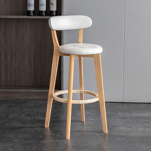 Thekenhöhe Barhocker 2er Set, Kunstleder gepolstert mit gepolstertem Sitz, Massivholzbeinen und Fußstütze für Kücheninsel und Esszimmer von Generisch