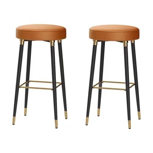 Thekenhöhe Barhocker 2er Set, Quadratische Fußstütze, Rundes Lederdesign, Keine Rückenlehnen, Keine Armlehnen, Hochstuhl für Küche oder Esszimmer Thekenhöhe Barhocker 2er Set, Quadratische Fußstütze, Rundes Lederdesign, Keine Rückenlehnen, Keine Armlehnen, Hochstuhl für Küche oder Esszimmer von Generisch