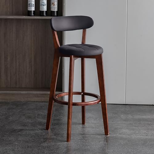 Thekenhöhe Barhocker 2er Set - Leder Armlose Barstühle mit Massivholzbeinen, Fußstütze für Kücheninsel und Esszimmer von Generisch